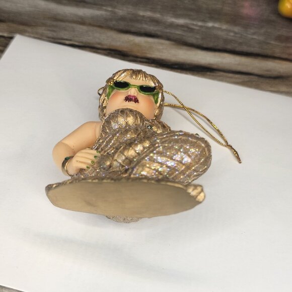 December Diamonds Mermaid Margarita Gold 2003 Ornament Chipped Cup No Box - Picture 3 of 11